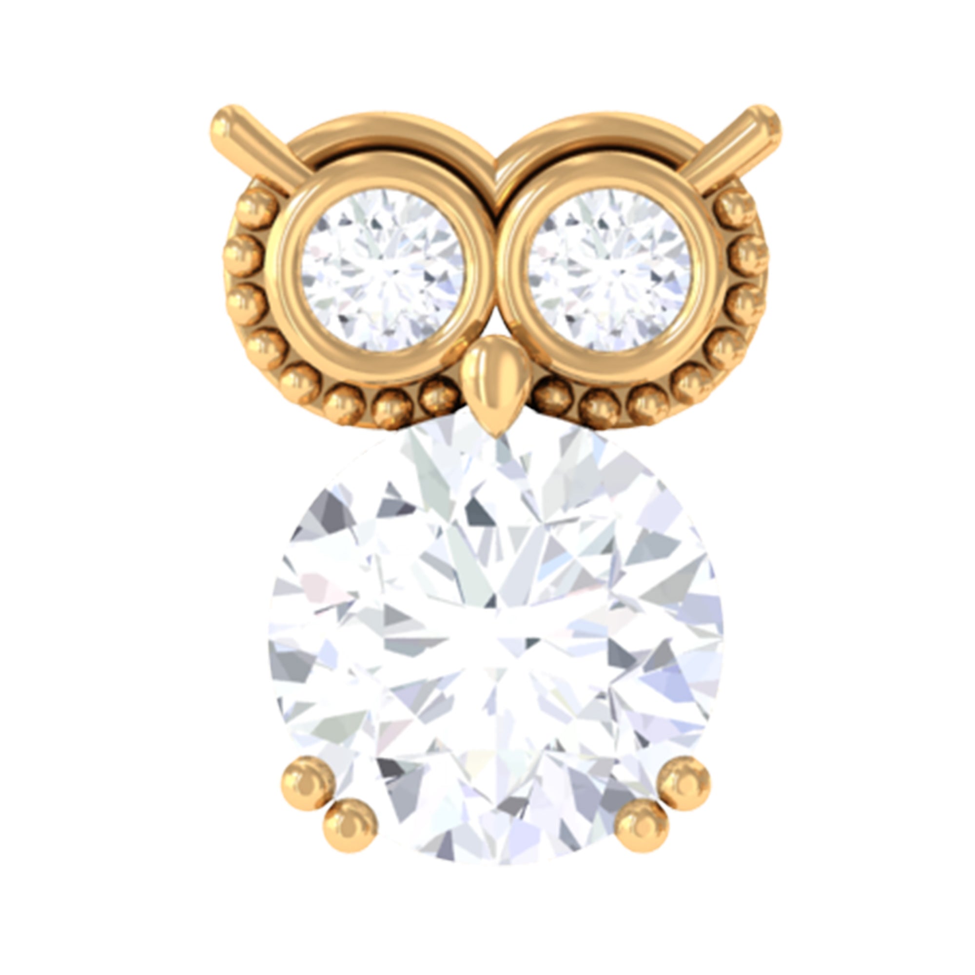 Rosec Jewels-Genuine Diamond Owl Earring for Cartilage Piercing