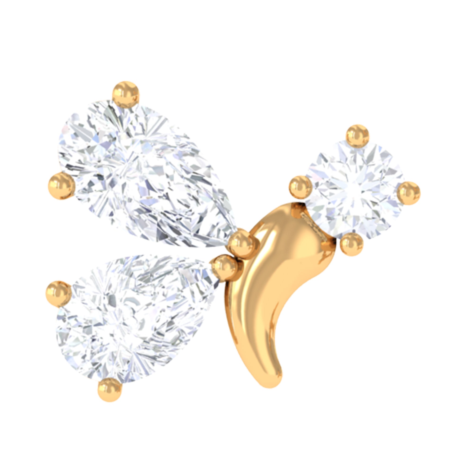 Rosec Jewels-Genuine Diamond Butterfly Earring for Cartilage Piercing