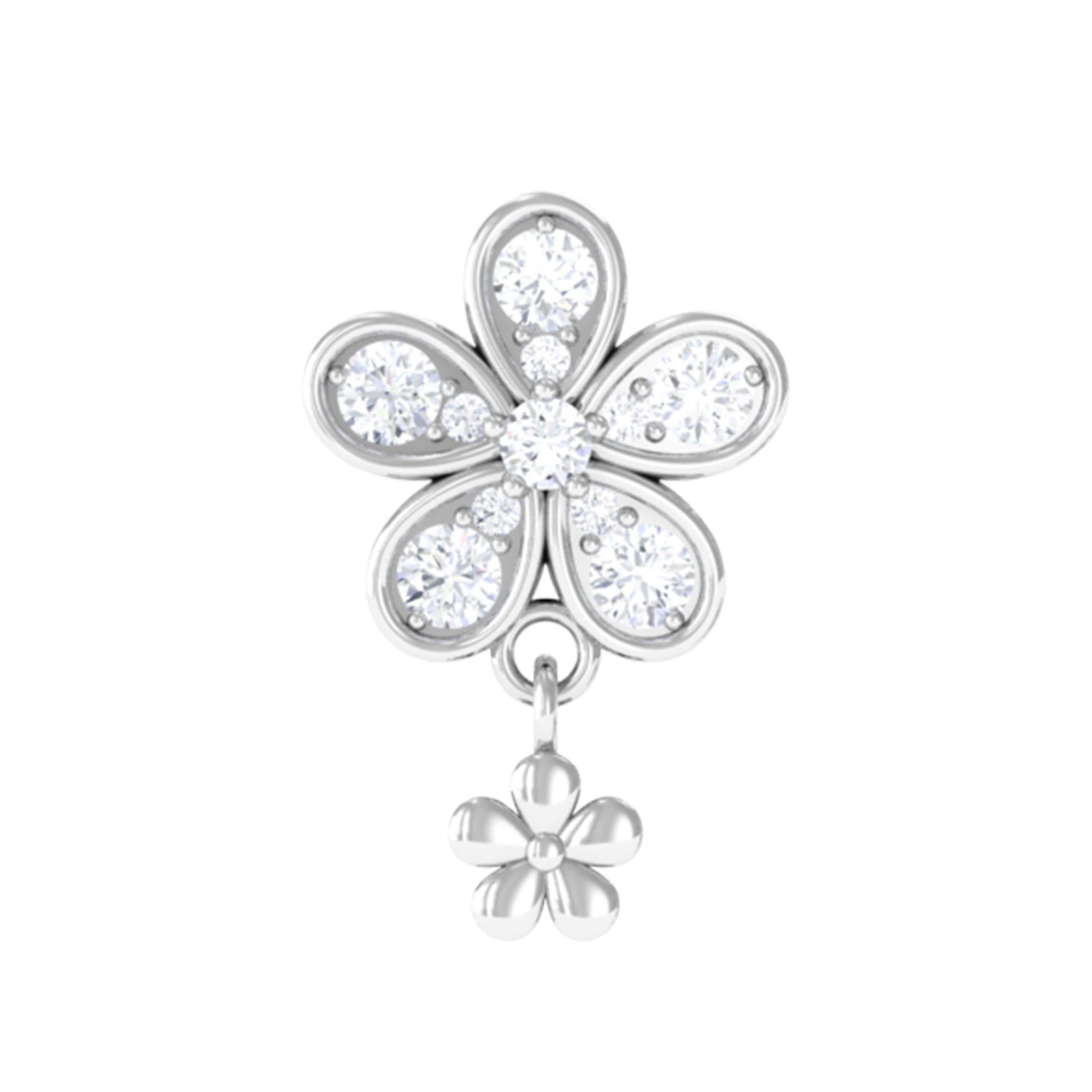 Rosec Jewels-Natural Diamond Flower Helix Drop Earring