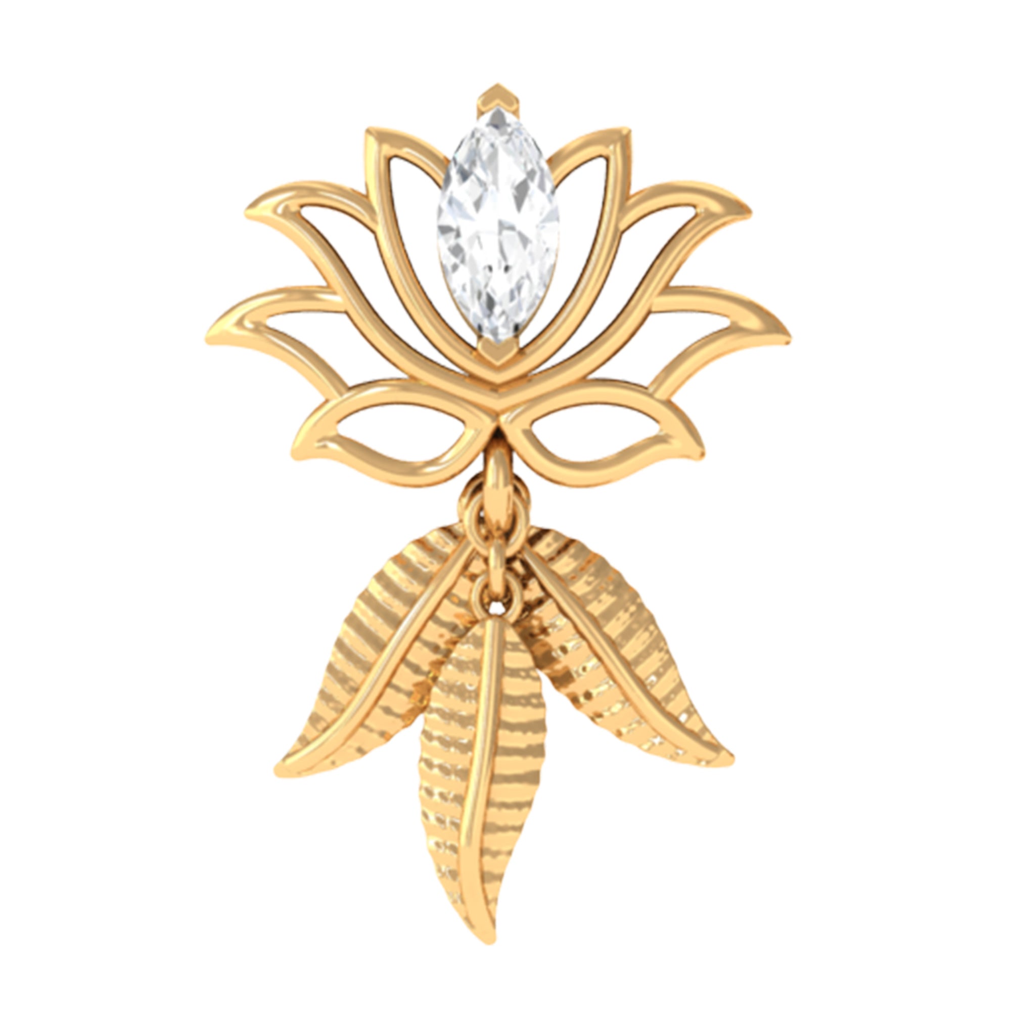 Rosec Jewels-Marquise Diamond Lotus Flower Drop Earring