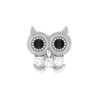 Rosec Jewels-Black Diamond Cute Owl Cartilage Earring with Moissanite