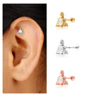 Rosec Jewels-Moissanite Geometric Helix Earring with Gold Beads