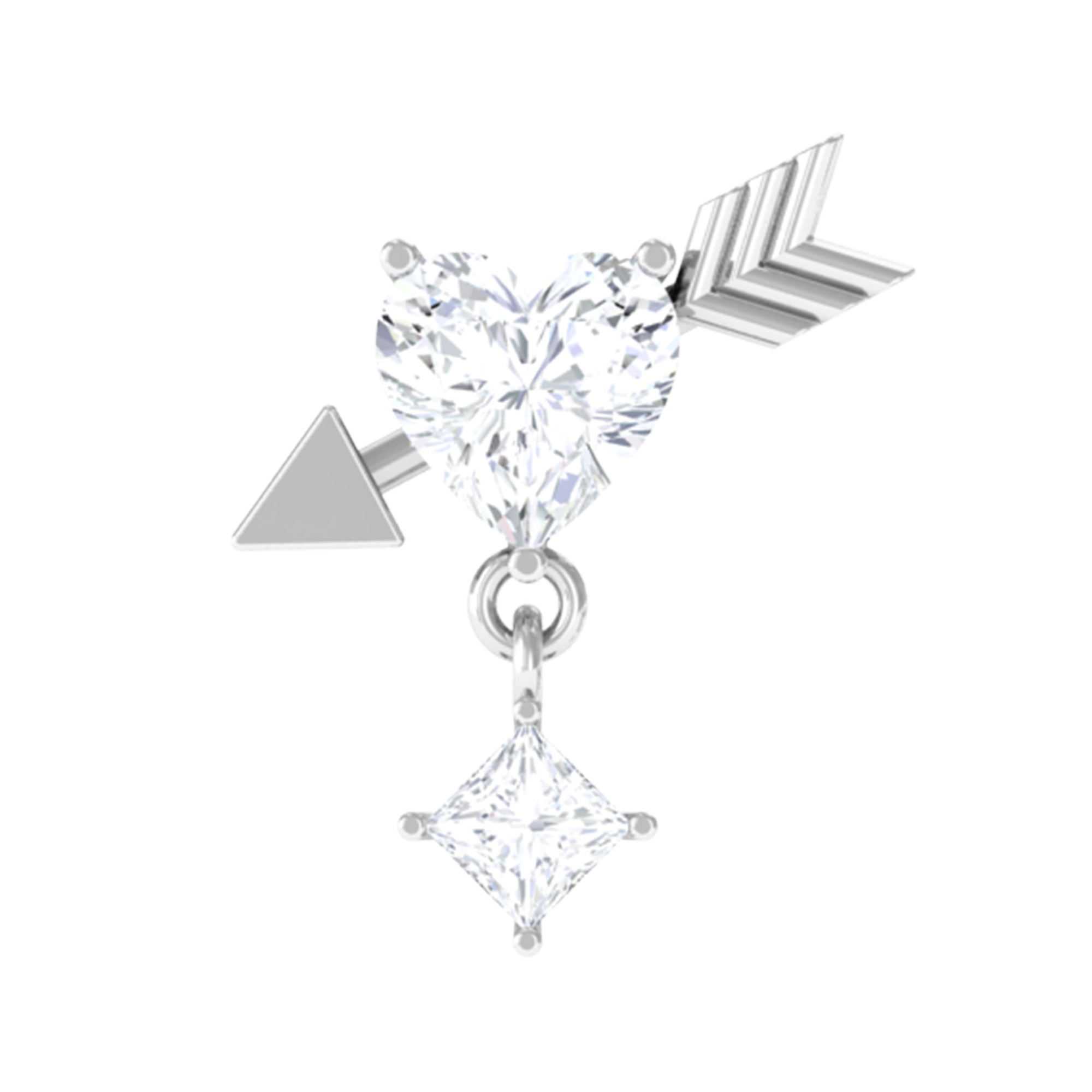 Rosec Jewels-Heart and Arrow Moissanite Earring for Cartilage Piercing