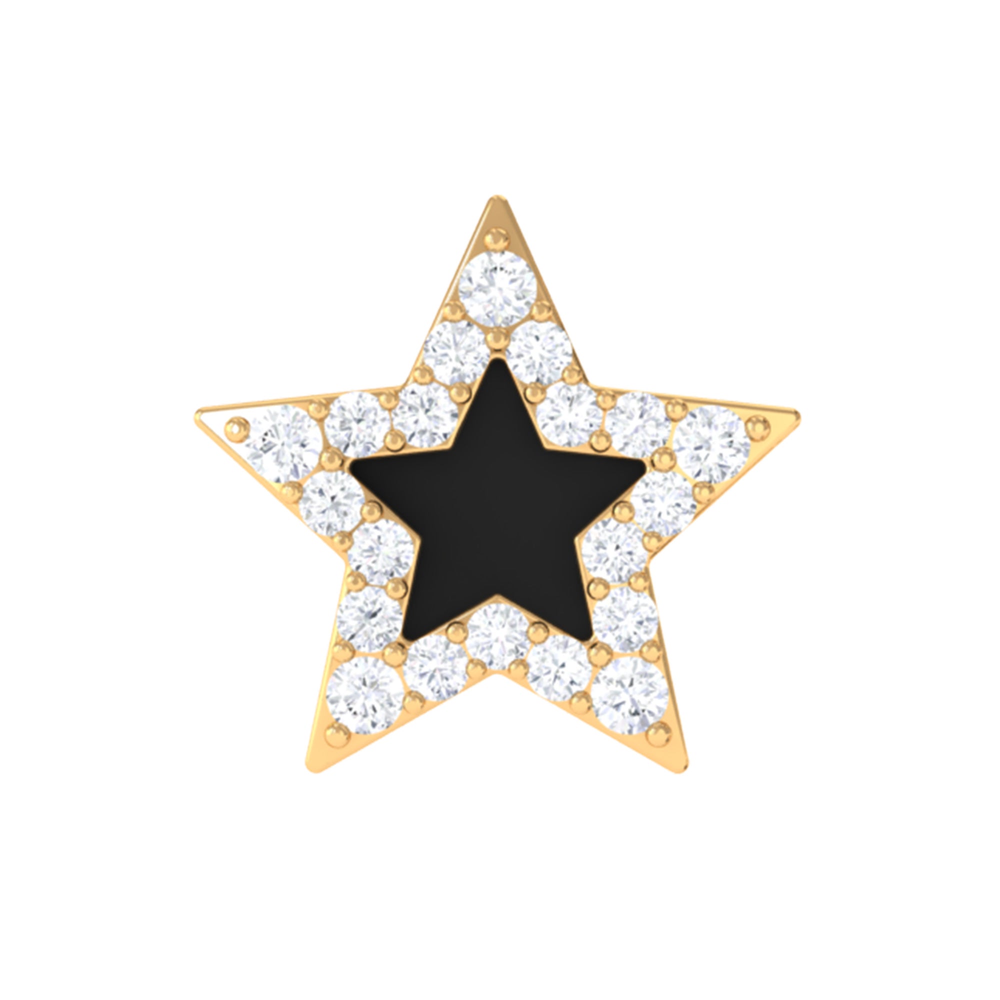 Rosec Jewels-Real Moissanite Star Cartilage Earring with Black Enamel