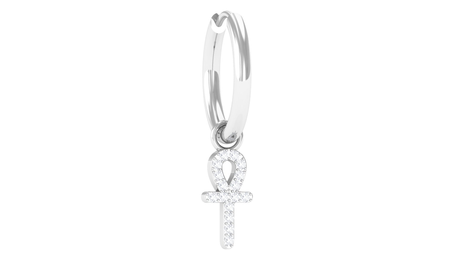 Rosec Jewels-Certified Moissanite Cross Hoop Dangle Earring