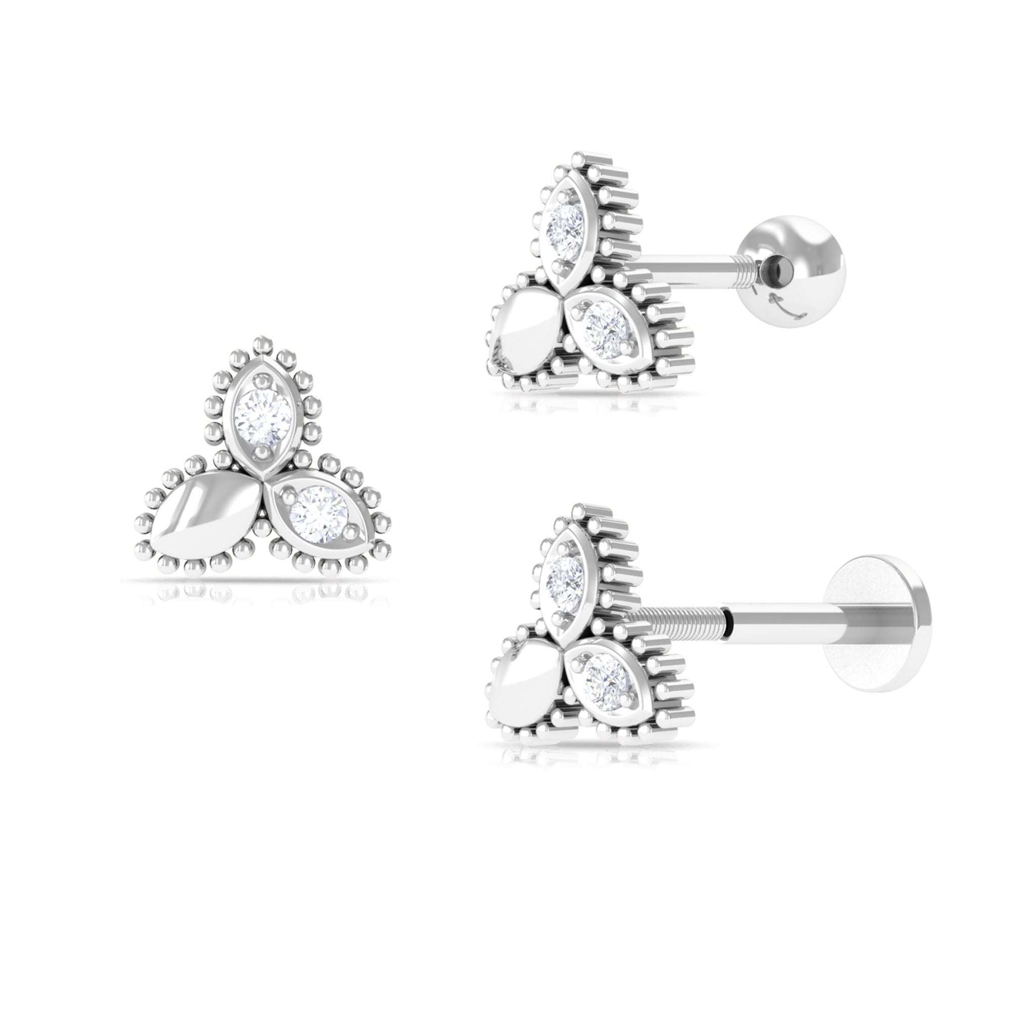 Rosec Jewels-Natural Diamond Leaf Earring for Helix Piercing