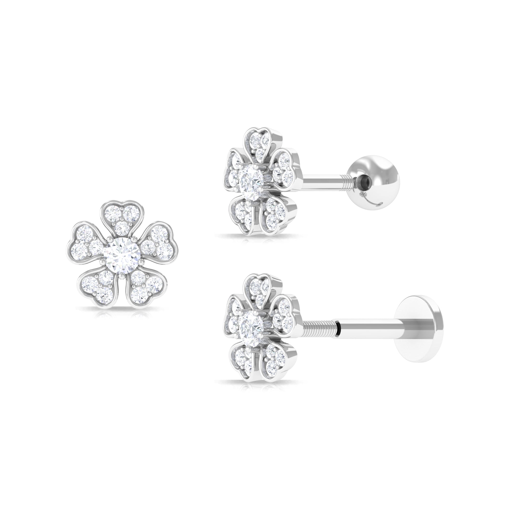 Rosec Jewels-Moissanite Floral Earring for Helix Piercing