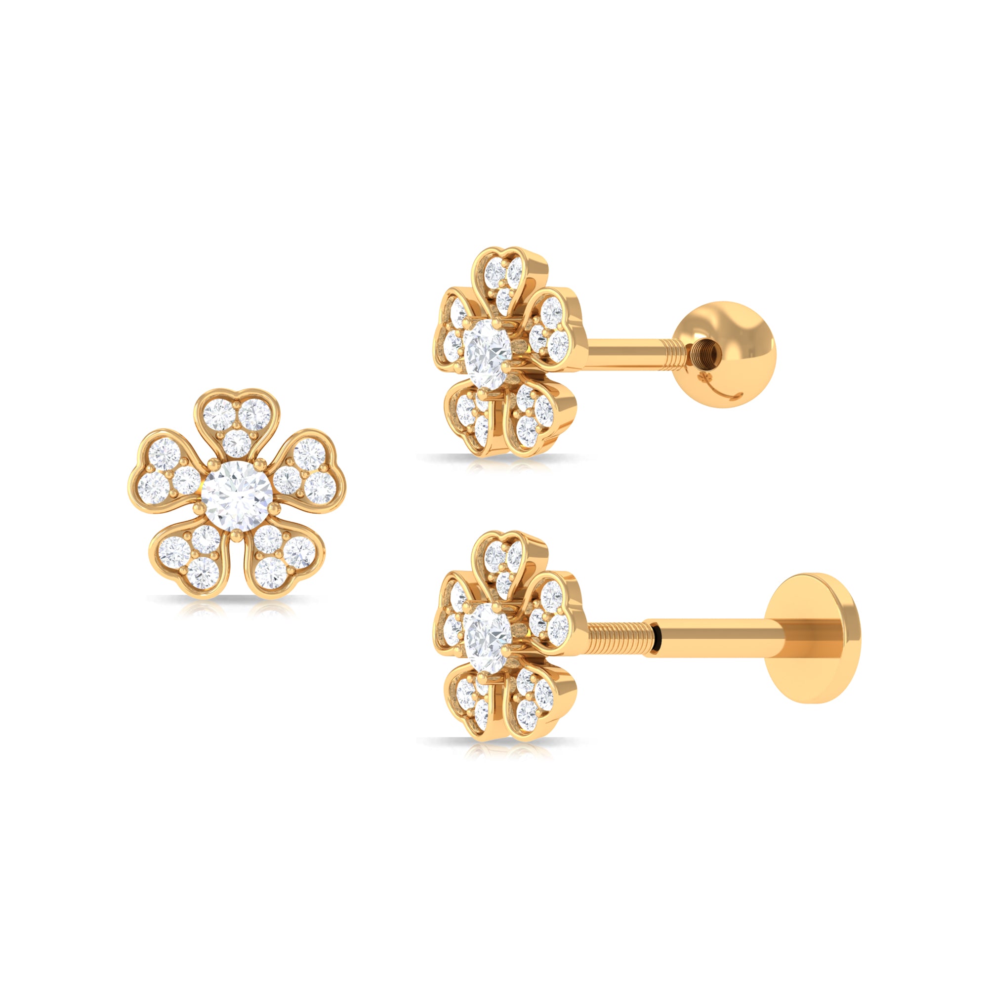 Rosec Jewels-Moissanite Floral Earring for Helix Piercing