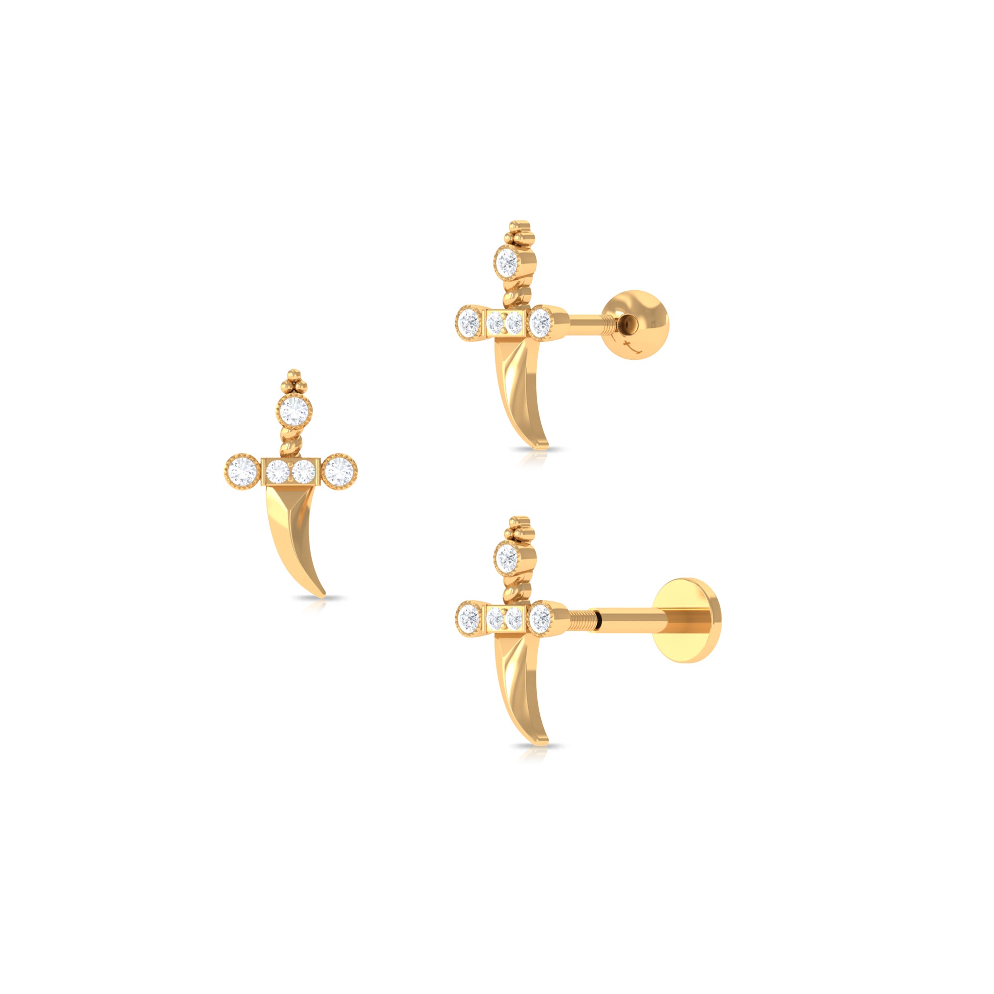 Rosec Jewels-Unique Diamond Dagger Earring for Cartilage Piercing