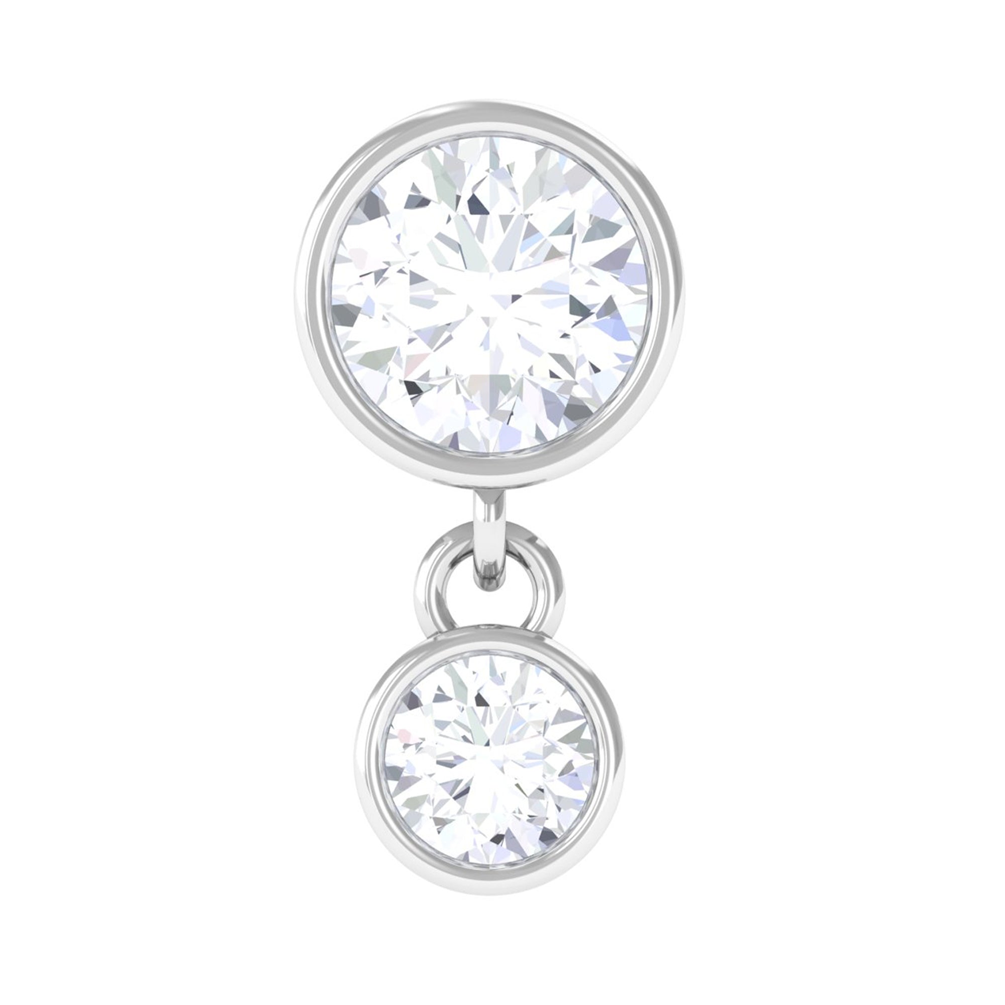 Rosec Jewels-Simple Round Diamond Helix Drop Earring in Bezel Set