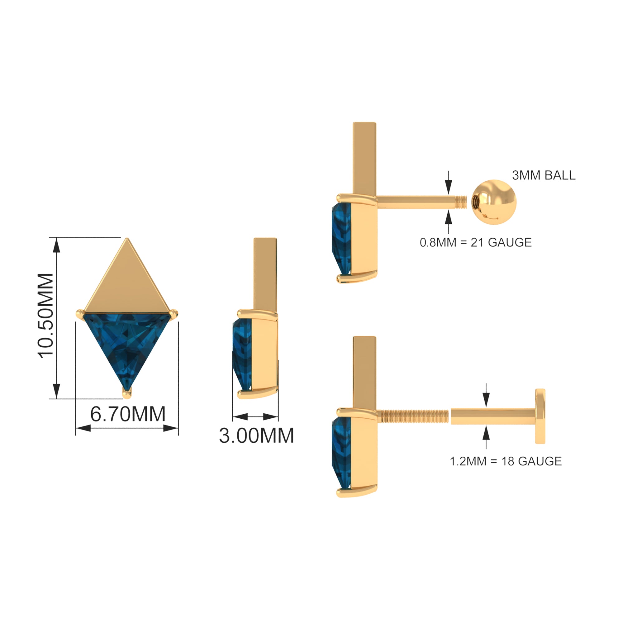 Rosec Jewels-Triangle London Blue Topaz Geometric Earring