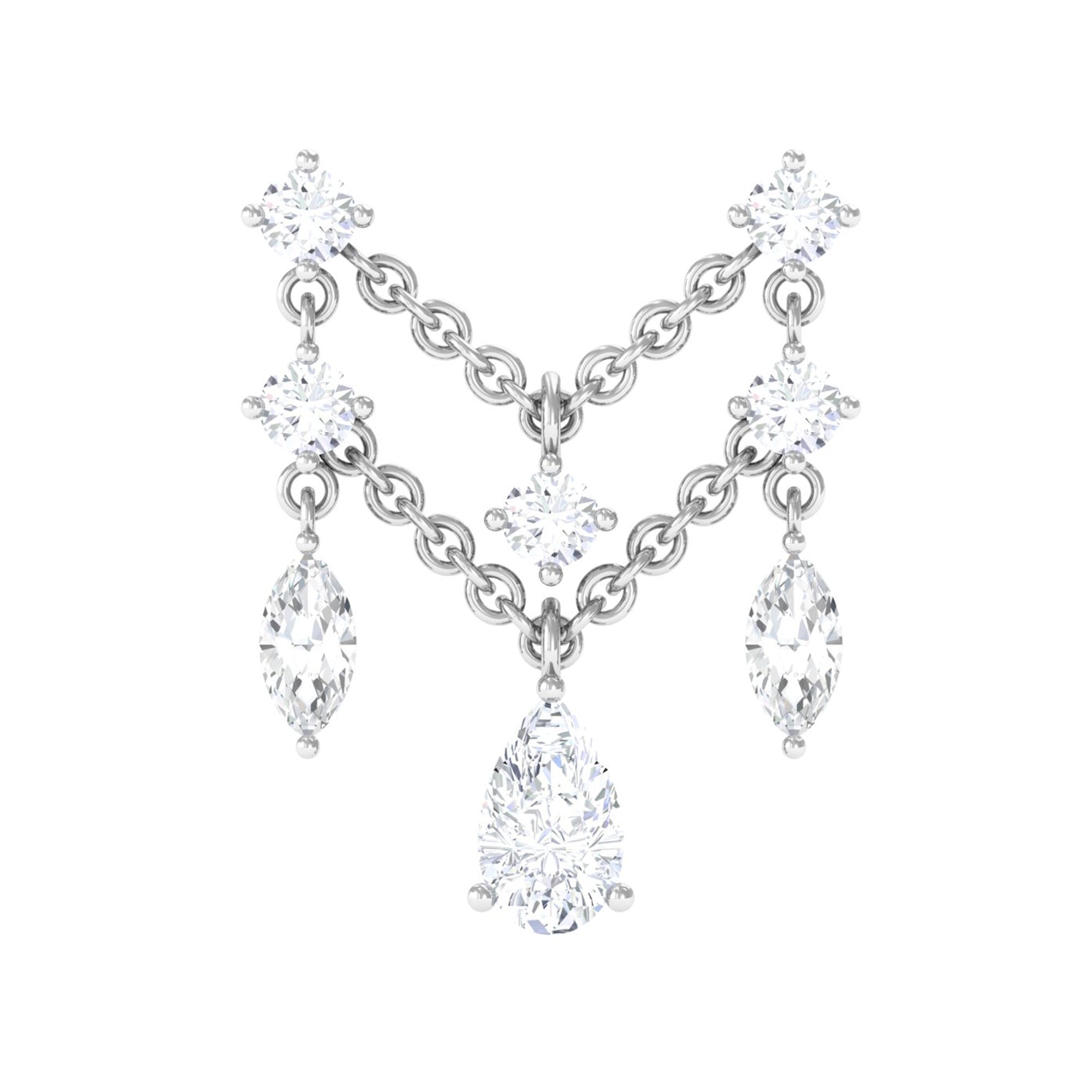 Rosec Jewels-Pear Moissanite Double Chain Earring for Cartilage Piercing