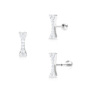 Rosec Jewels-Round Moissanite Dog Bone Earring for Cartilage Piercing