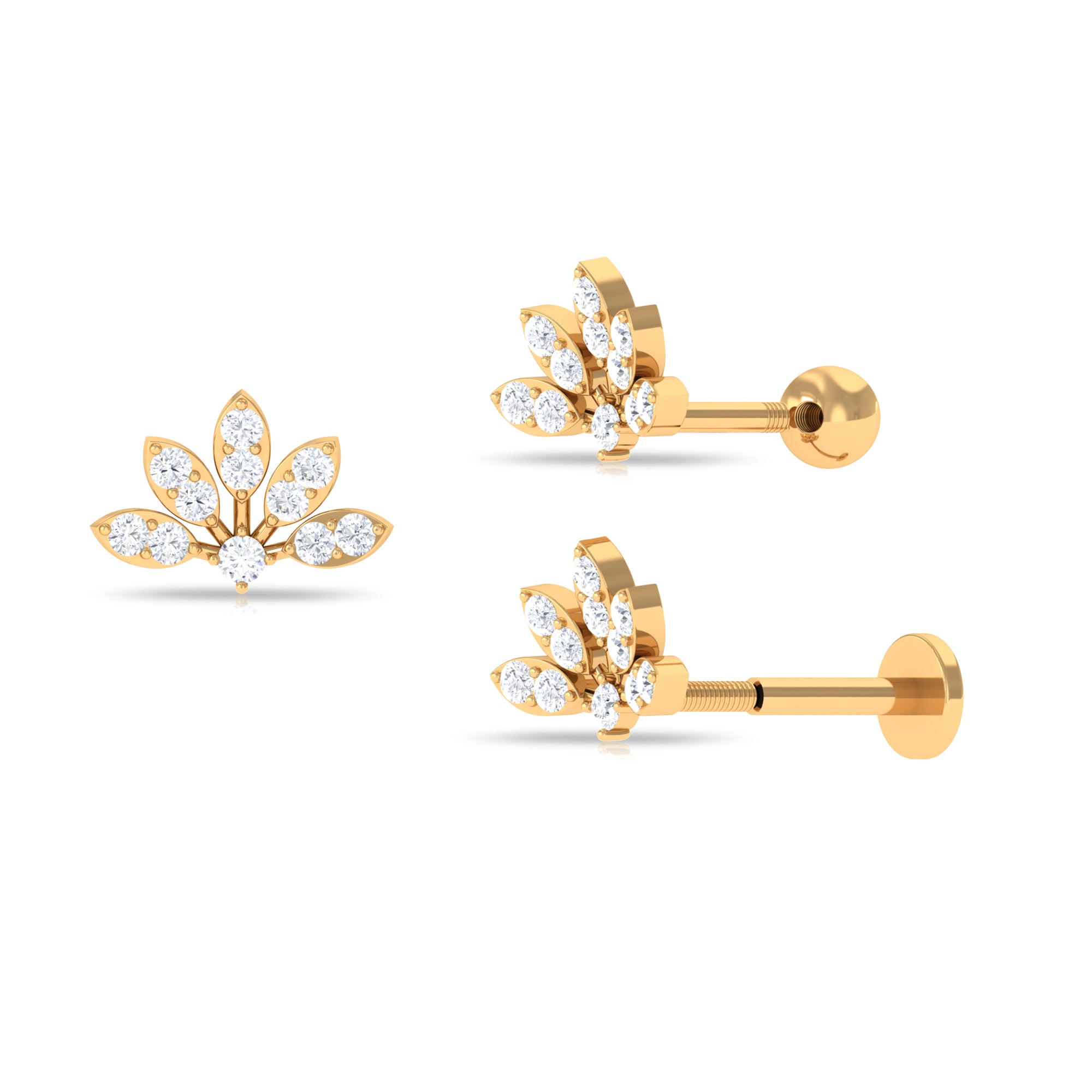 Rosec Jewels-Elegant Moissanite Lotus Earring for Helix Piercing