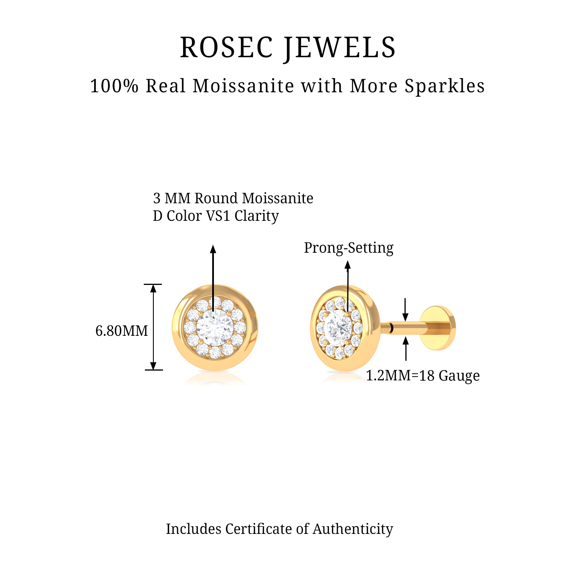 Rosec Jewels-Moissanite Circle Geometric Cartilage Earring