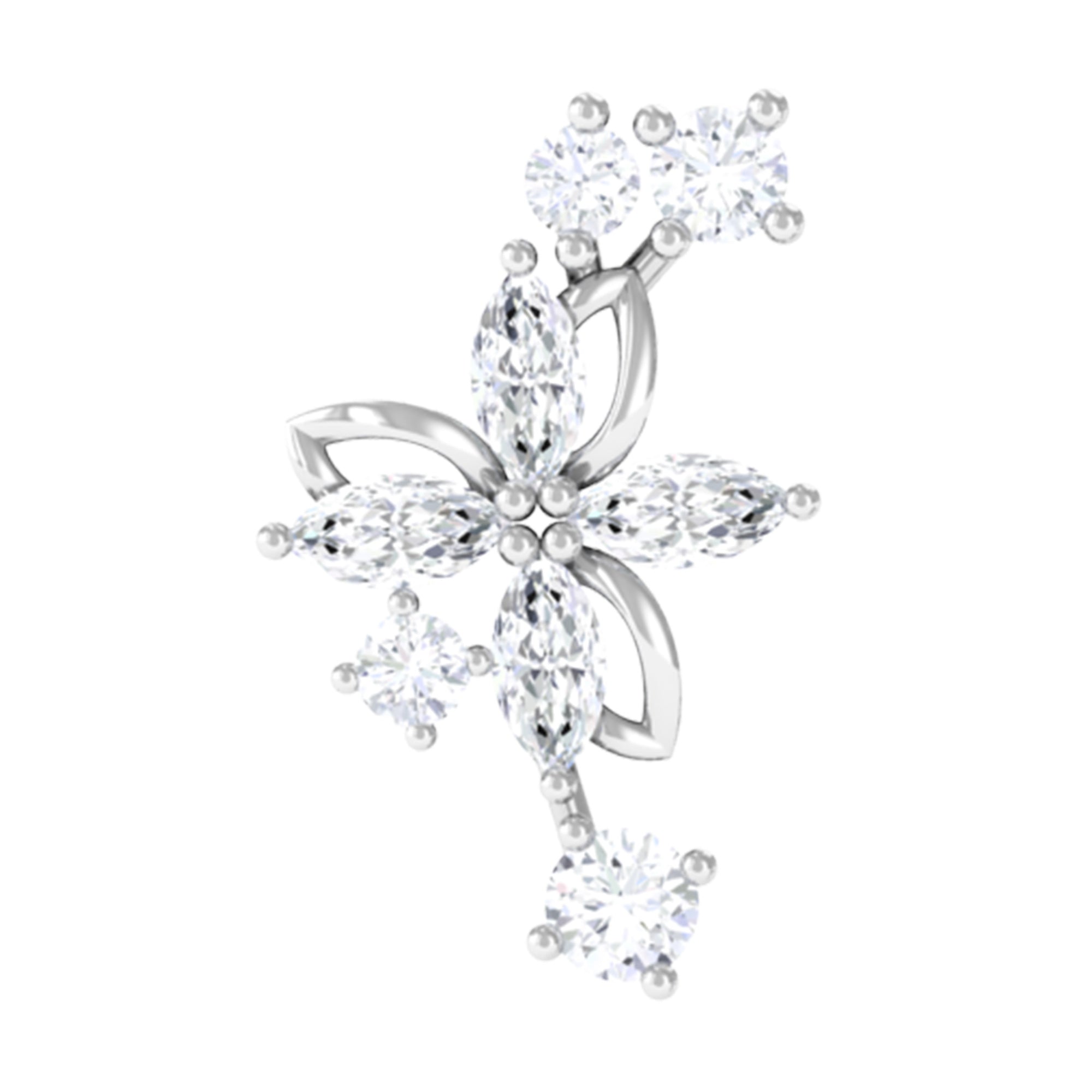 Rosec Jewels-Genuine Diamond Flower Crawler Earring