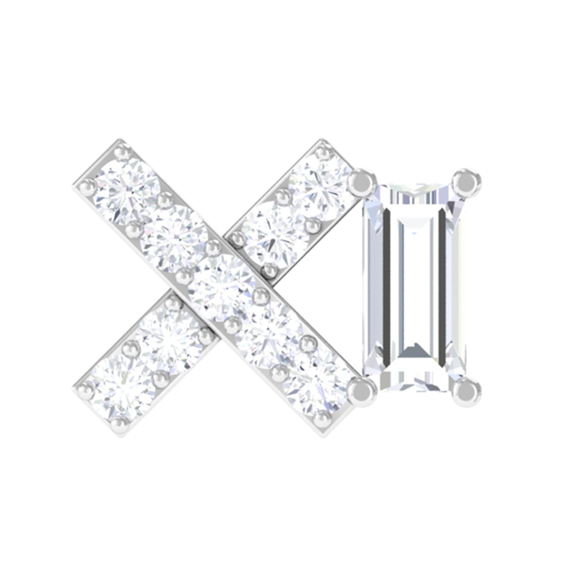 Rosec Jewels-1/4 CT Moissanite Criss Cross Earring for Cartilage Piercing