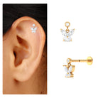 Rosec Jewels-Marquise Moissanite Butterfly Dangly Earring for Helix Piercing