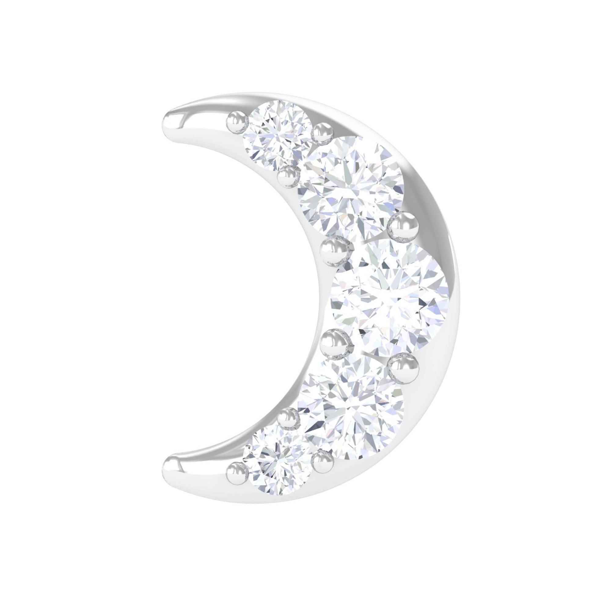 Rosec Jewels-Moissanite Crescent Moon Helix Earring in Gold