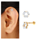 Rosec Jewels-Three Stone Baguette Moissanite Simple Conch Earring