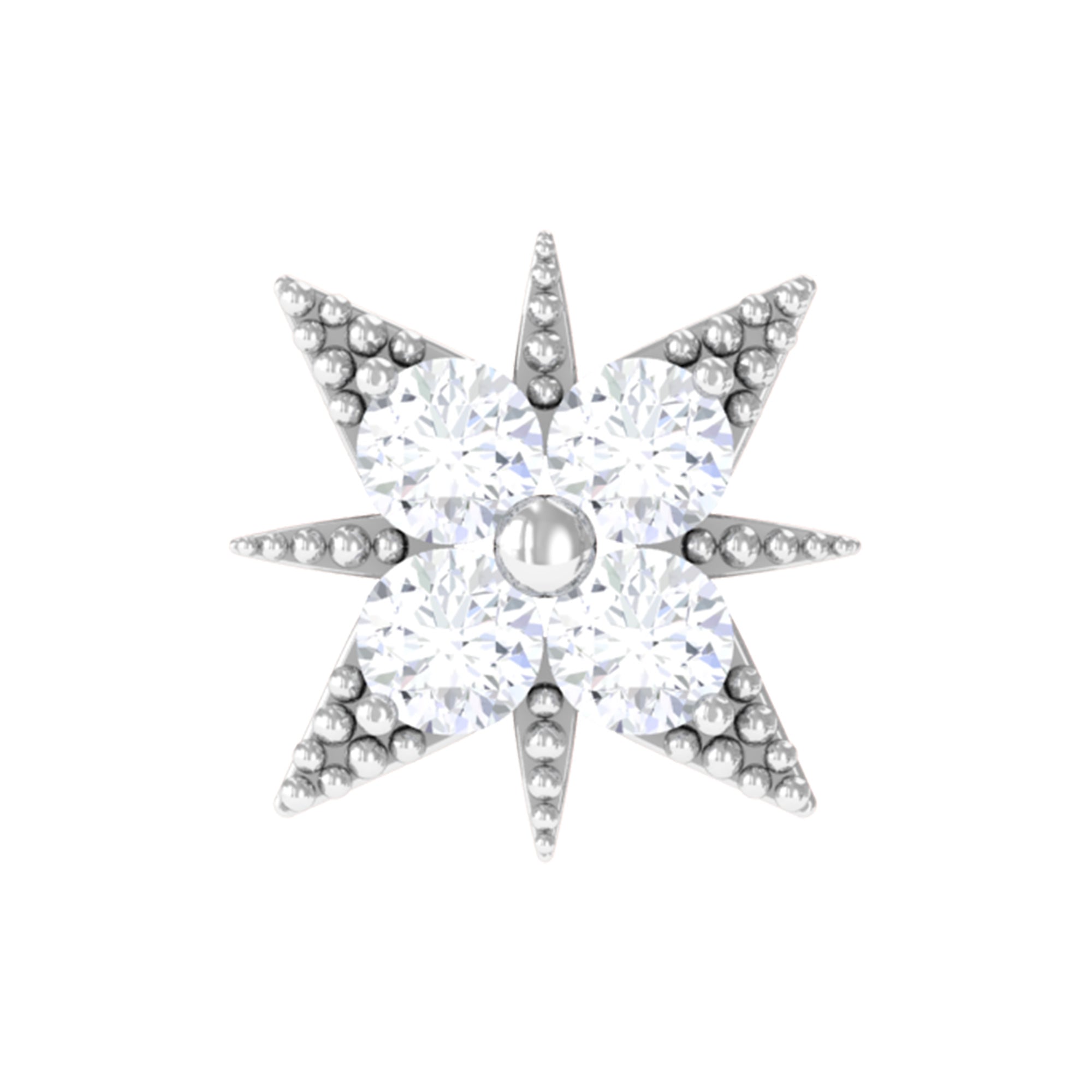 Rosec Jewels-Round Moissanite Starburst Earring for Upper Lobe Piercing