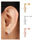 Rosec Jewels-Moissanite Cross Dangly Earring for Helix Piercing