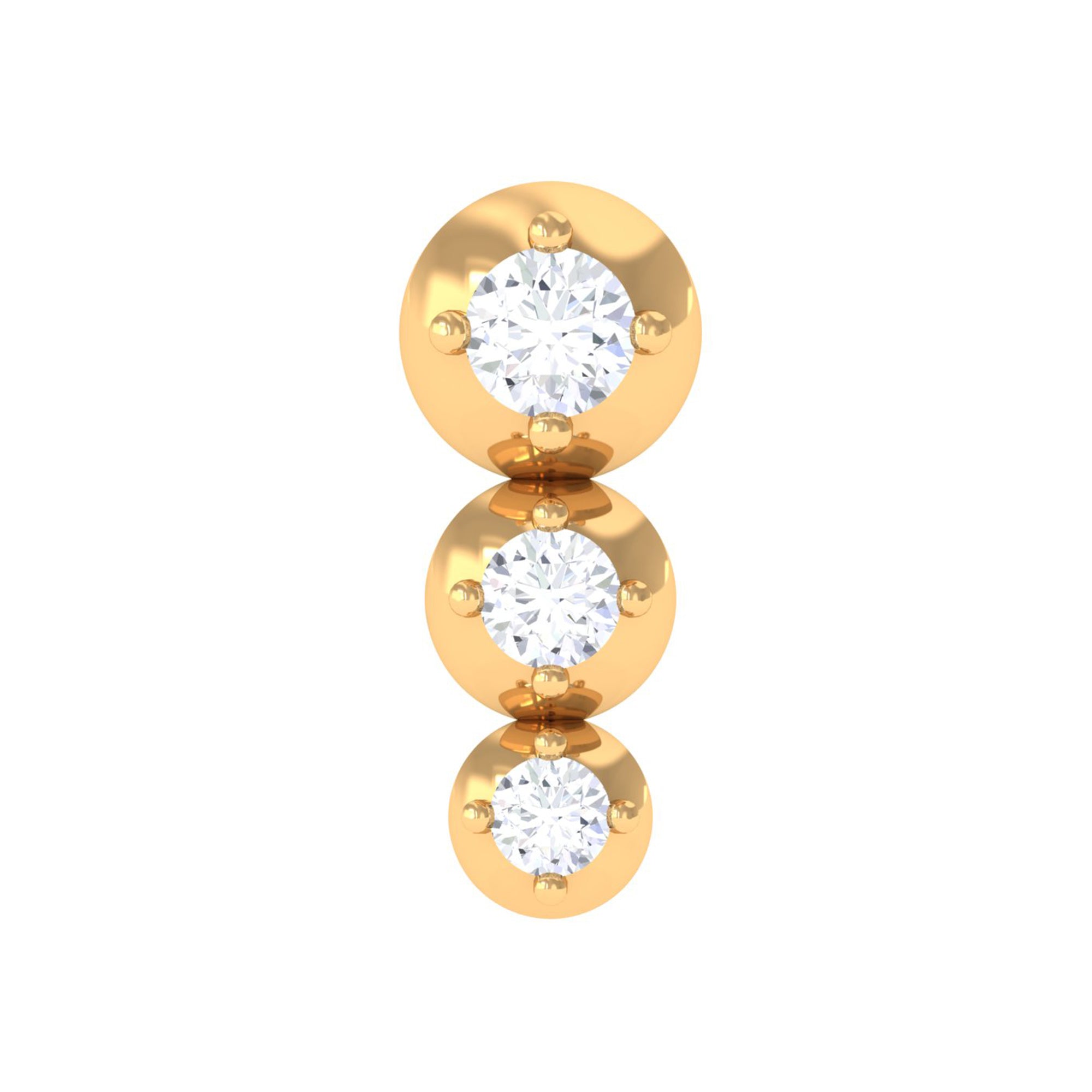 Rosec Jewels-Natural Round Diamond Three Stone Tragus Earring