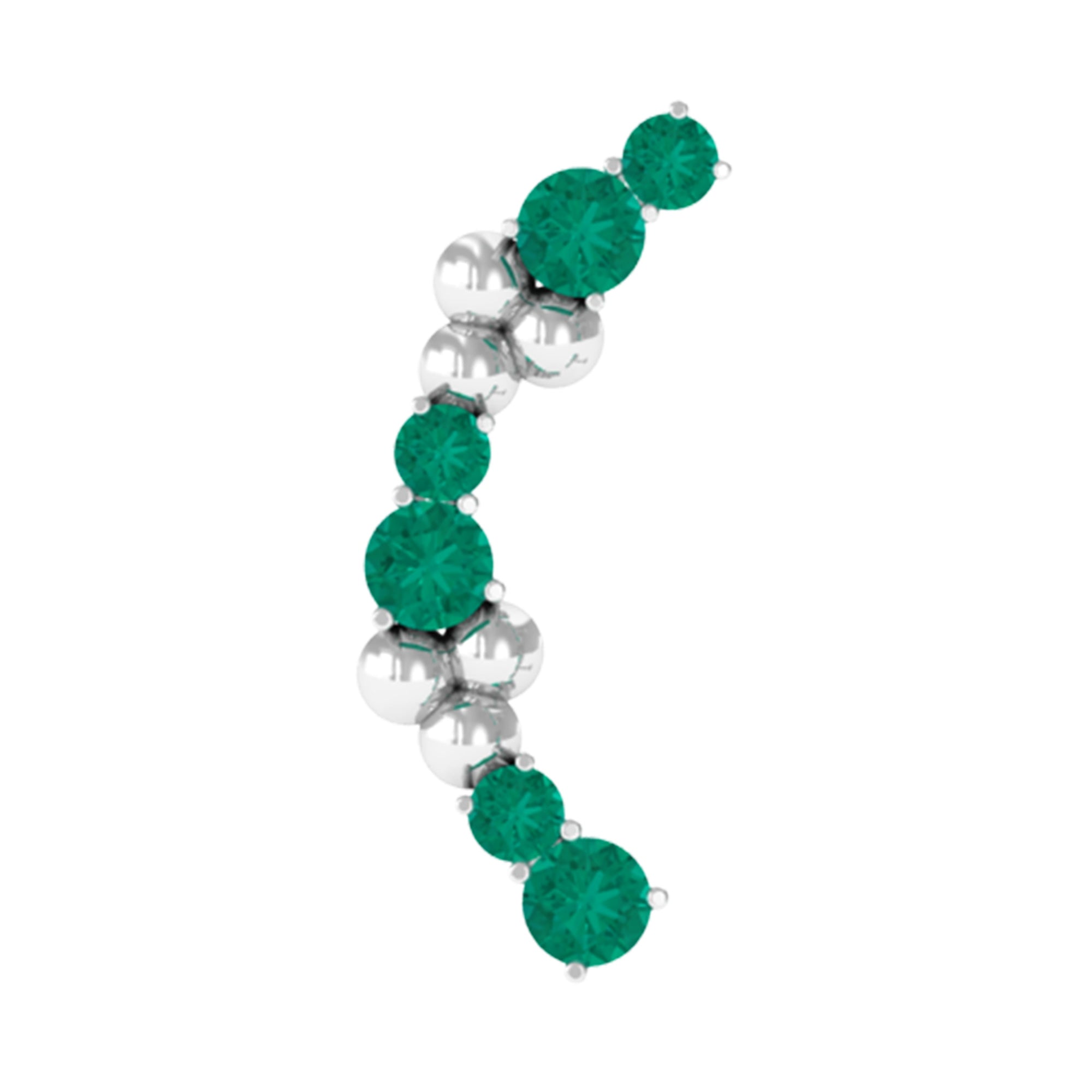 Rosec Jewels-Natural Emerald Crawler Cartilage Earring with Beaded Details