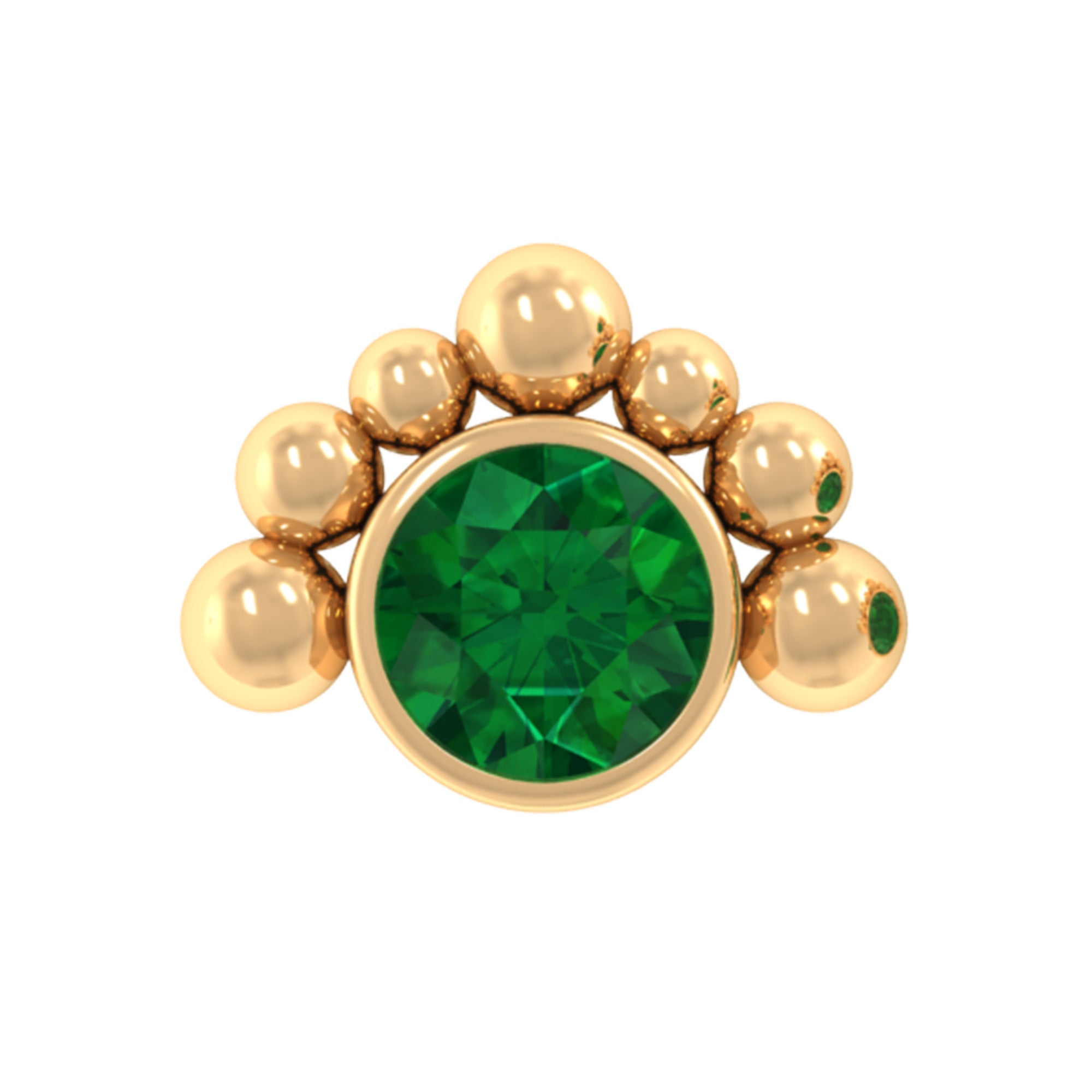 Rosec Jewels-Dainty Round Emerald Tragus Earring Gold