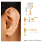 Rosec Jewels-Bezel Set Round Cut Moissanite Helix Drop Earring in Gold