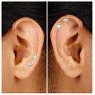 Rosec Jewels-Moissanite Spade and Evil Eye Helix Earring Set in Gold