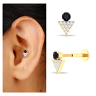 Rosec Jewels-Black Onyx and Diamond Triangle Cartilage Earring in Gold