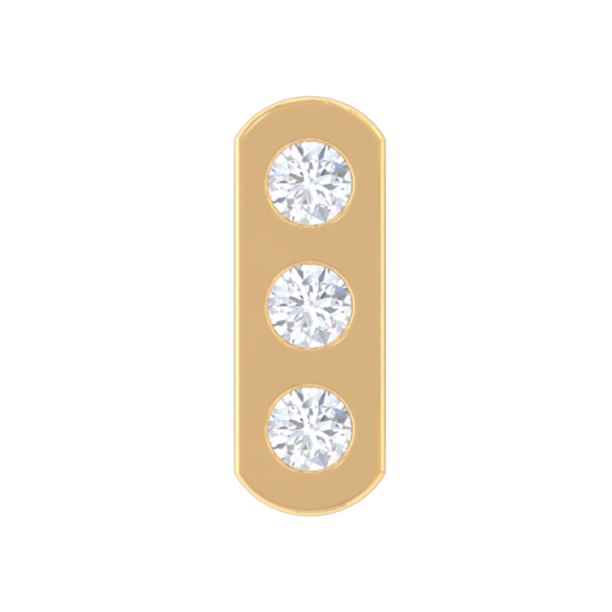 Rosec Jewels-Real Diamond Three Stone Tragus Earring with Gold Bar