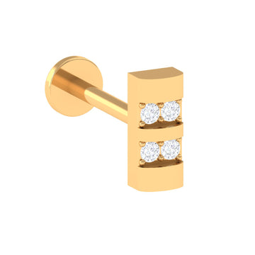 Rosec Jewels-Dainty Diamond Bar Stud Earring for Helix Piercing in Gold