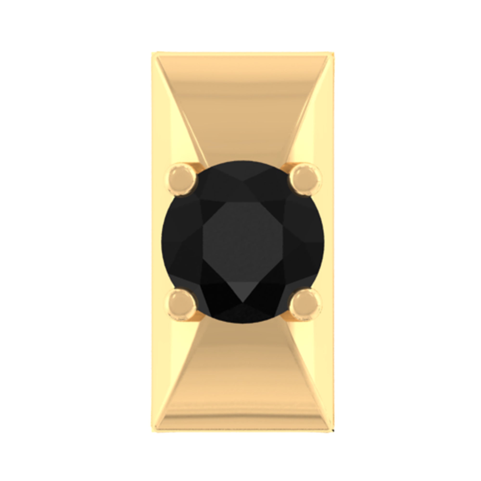 Rosec Jewels-Round Cut Solitaire Black Onyx Gold Bar Tragus Earring