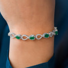 Real Emerald Infinity Bracelet With Moissanite Emerald - ( AAA ) - Quality - Rosec Jewels