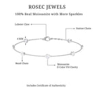 Round Moissanite Station Chain Bracelet in Bezel Setting Moissanite - ( D-VS1 ) - Color and Clarity - Rosec Jewels