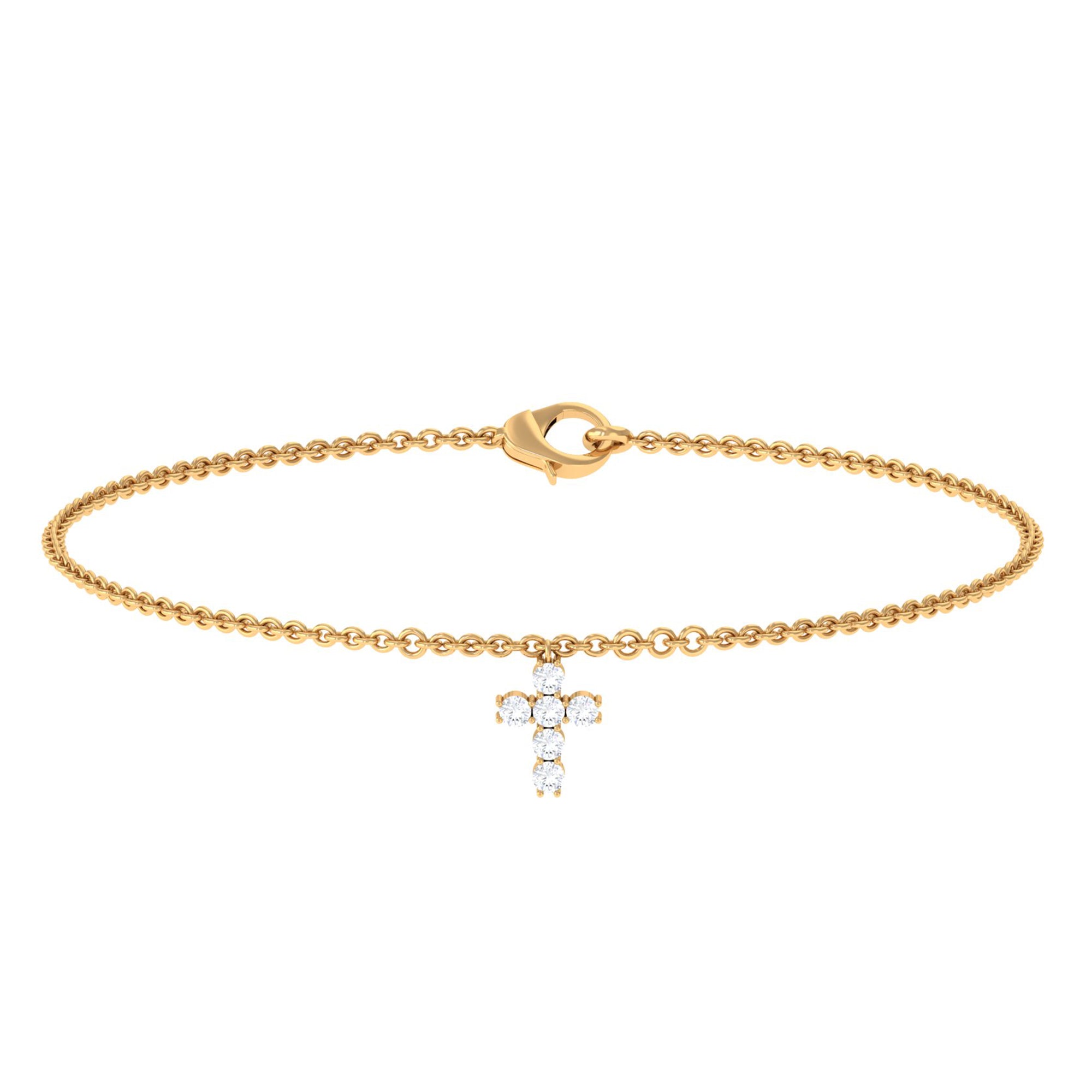 0.25 CT Certified Diamond Chain Bracelet with Cross Charm Diamond - ( HI-SI ) - Color and Clarity - Rosec Jewels