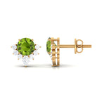 1.50 CT Peridot and Diamond Classic Stud Earrings with Half Halo Peridot - ( AAA ) - Quality - Rosec Jewels