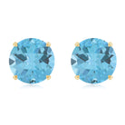 Round Swiss Blue Topaz Solitaire Stud Earrings in Claw Setting Swiss Blue Topaz - ( AAA ) - Quality - Rosec Jewels