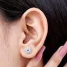 1.25 CT Blue Sapphire and Diamond Floral Cluster Stud Earrings Blue Sapphire - ( AAA ) - Quality - Rosec Jewels