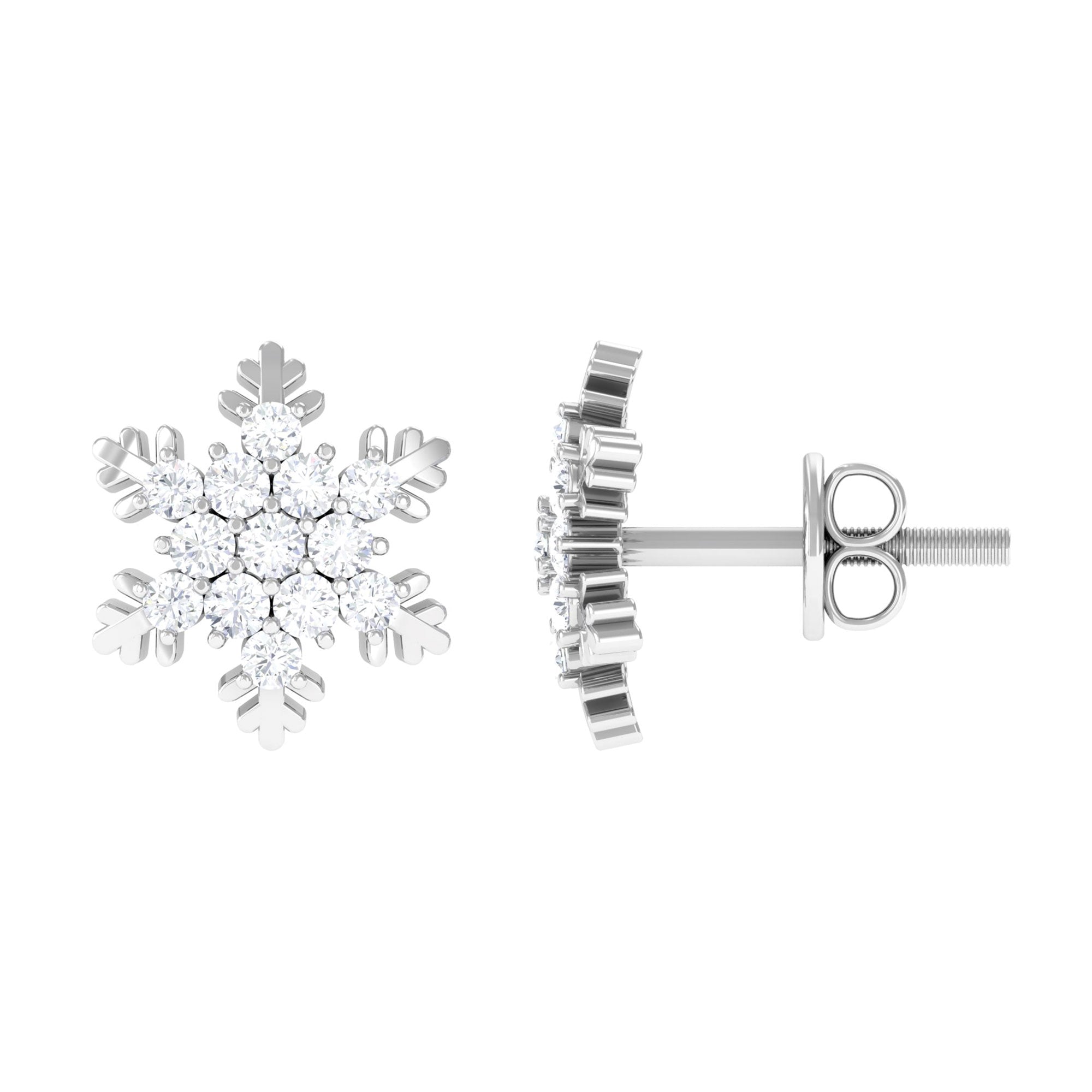 1/2 CT Moissanite Cluster Snowflake Stud Earrings Moissanite - ( D-VS1 ) - Color and Clarity - Rosec Jewels