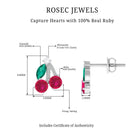 3/4 CT Ruby and Emerald Cherry Earrings with Moissanite Emerald - ( AAA ) - Quality - Rosec Jewels