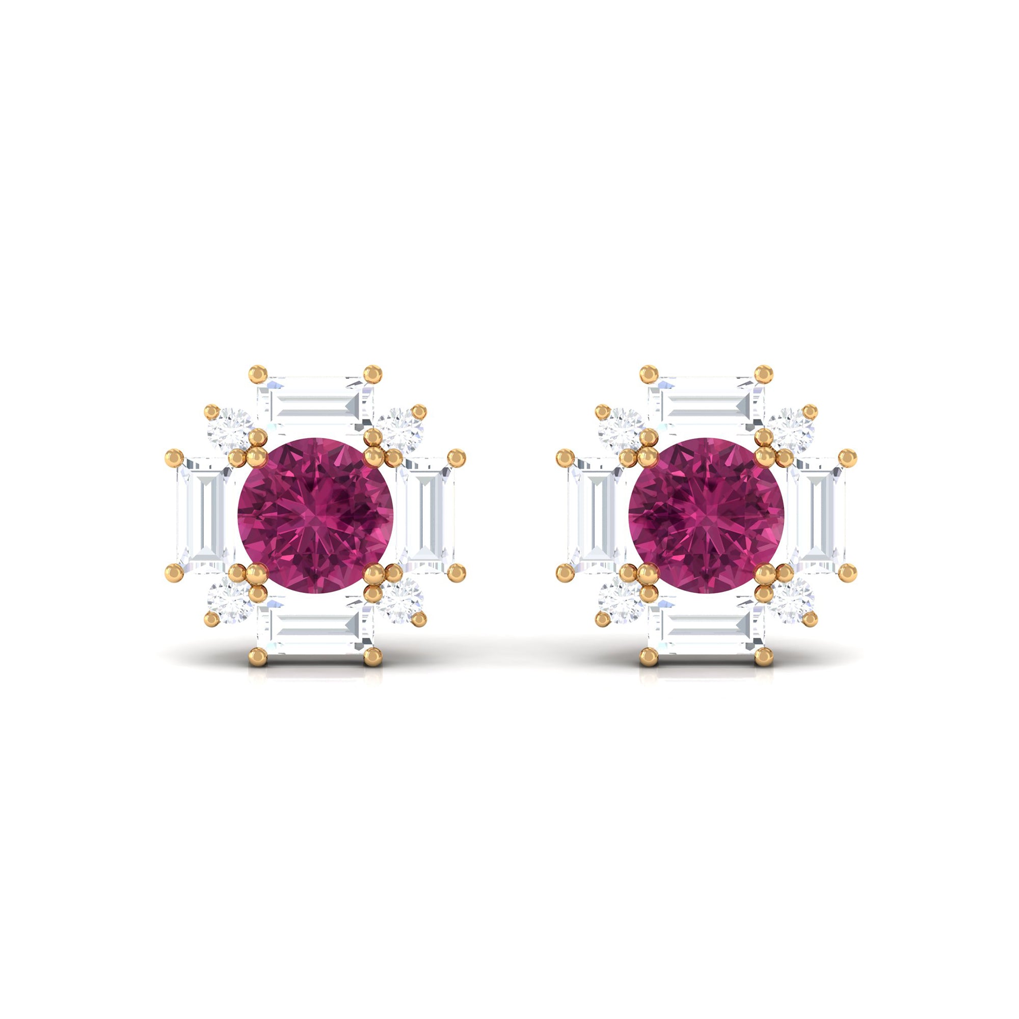 1.25 CT Pink Tourmaline and Diamond Halo Stud Earrings Pink Tourmaline - ( AAA ) - Quality - Rosec Jewels