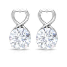 2 CT Round Shape Solitaire Moissanite Heart Stud Earrings Moissanite - ( D-VS1 ) - Color and Clarity - Rosec Jewels