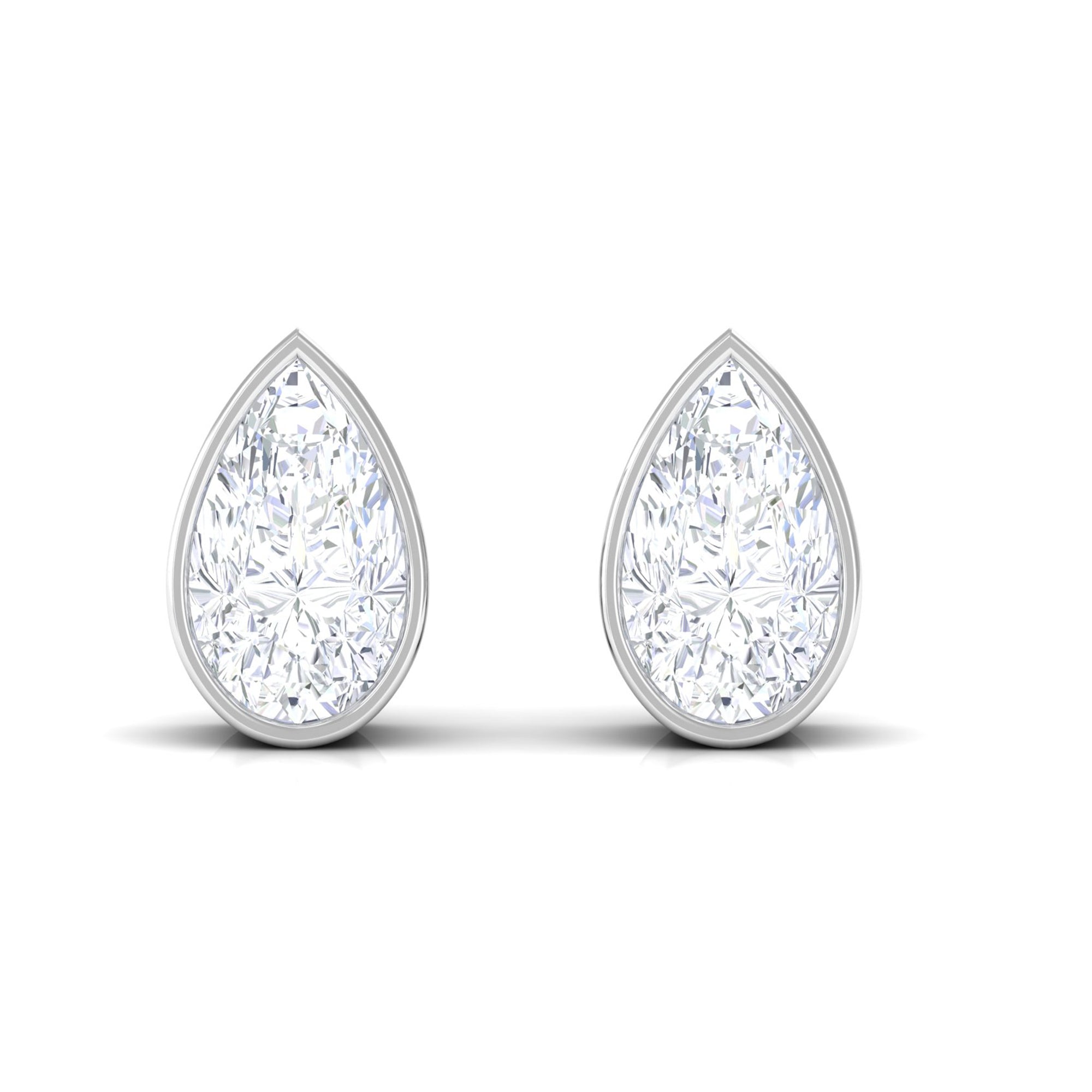 Pear Cut Natural Diamond Solitaire Stud Earrings Diamond - ( HI-SI ) - Color and Clarity - Rosec Jewels