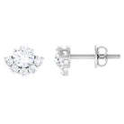 3/4 CT Round Zircon Halo Stud Earrings in Prong Setting Zircon - ( AAAA ) - Quality - Rosec Jewels