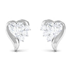 Natural Diamond Heart Shape Stud Earrings Diamond - ( HI-SI ) - Color and Clarity - Rosec Jewels