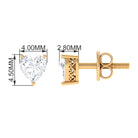 Heart Shape Diamond Solitaire Stud Earrings Diamond - ( HI-SI ) - Color and Clarity - Rosec Jewels