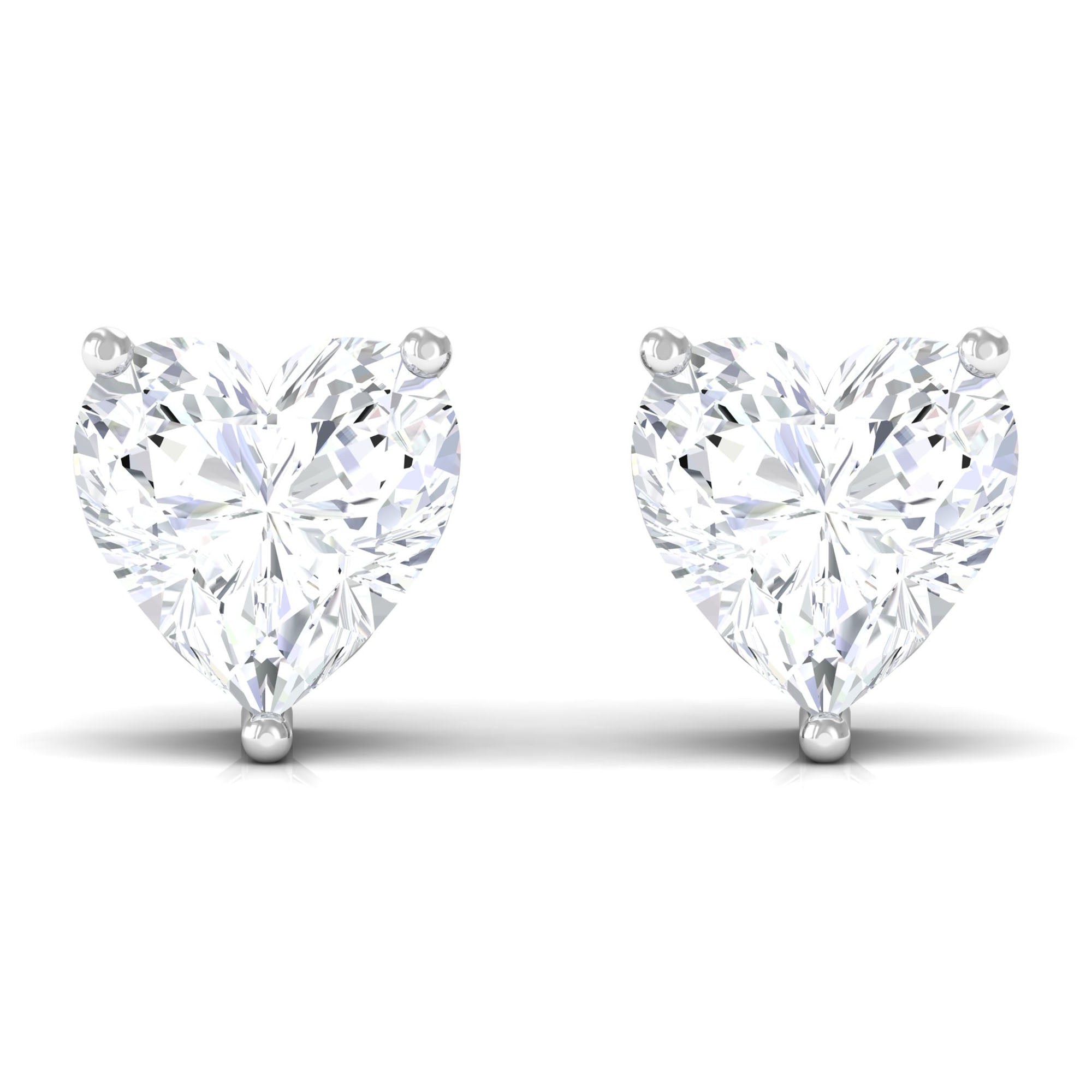 Heart Shape Diamond Solitaire Stud Earrings Diamond - ( HI-SI ) - Color and Clarity - Rosec Jewels